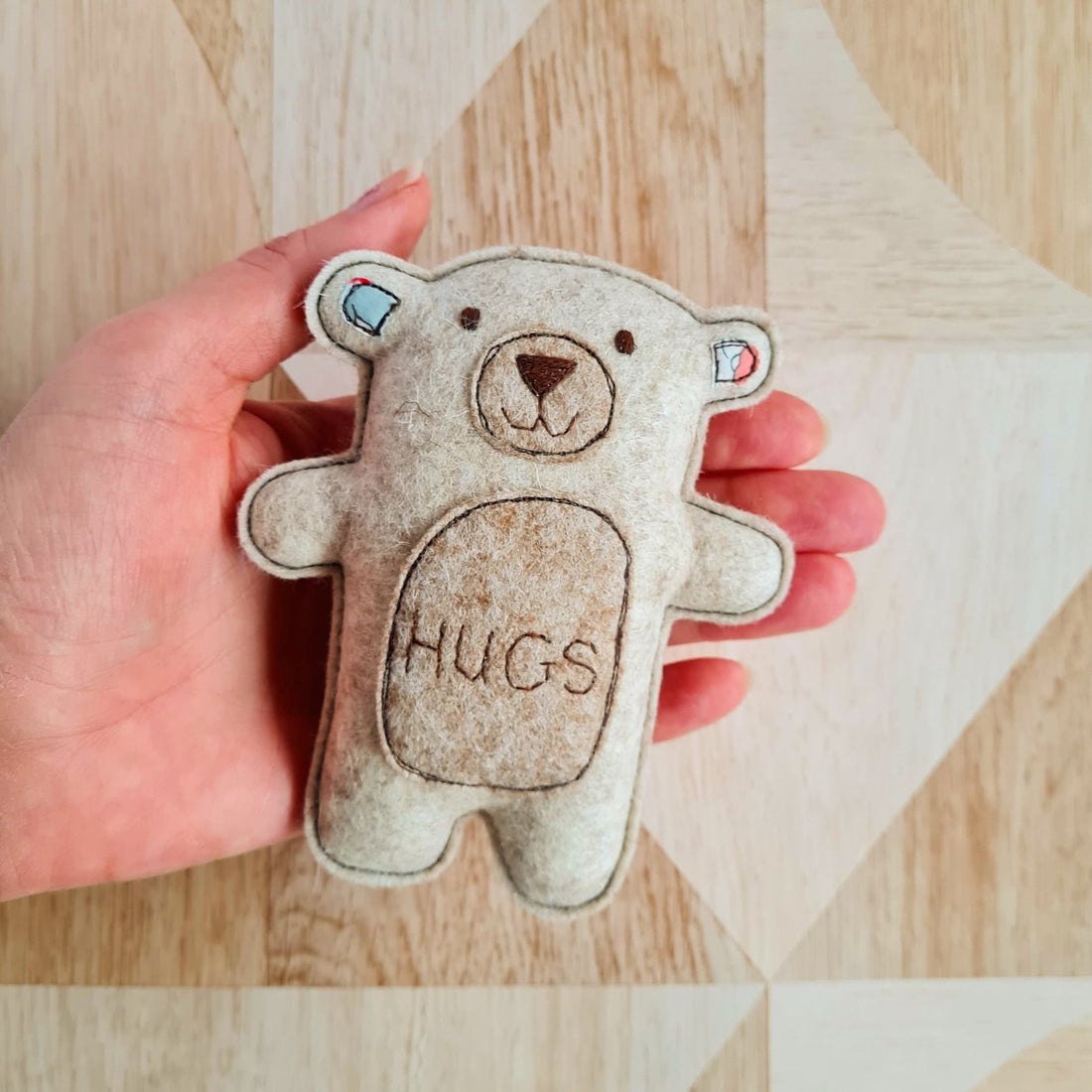 Alice and Audrey Bear Fabric Hugs Tummy_Just Makers