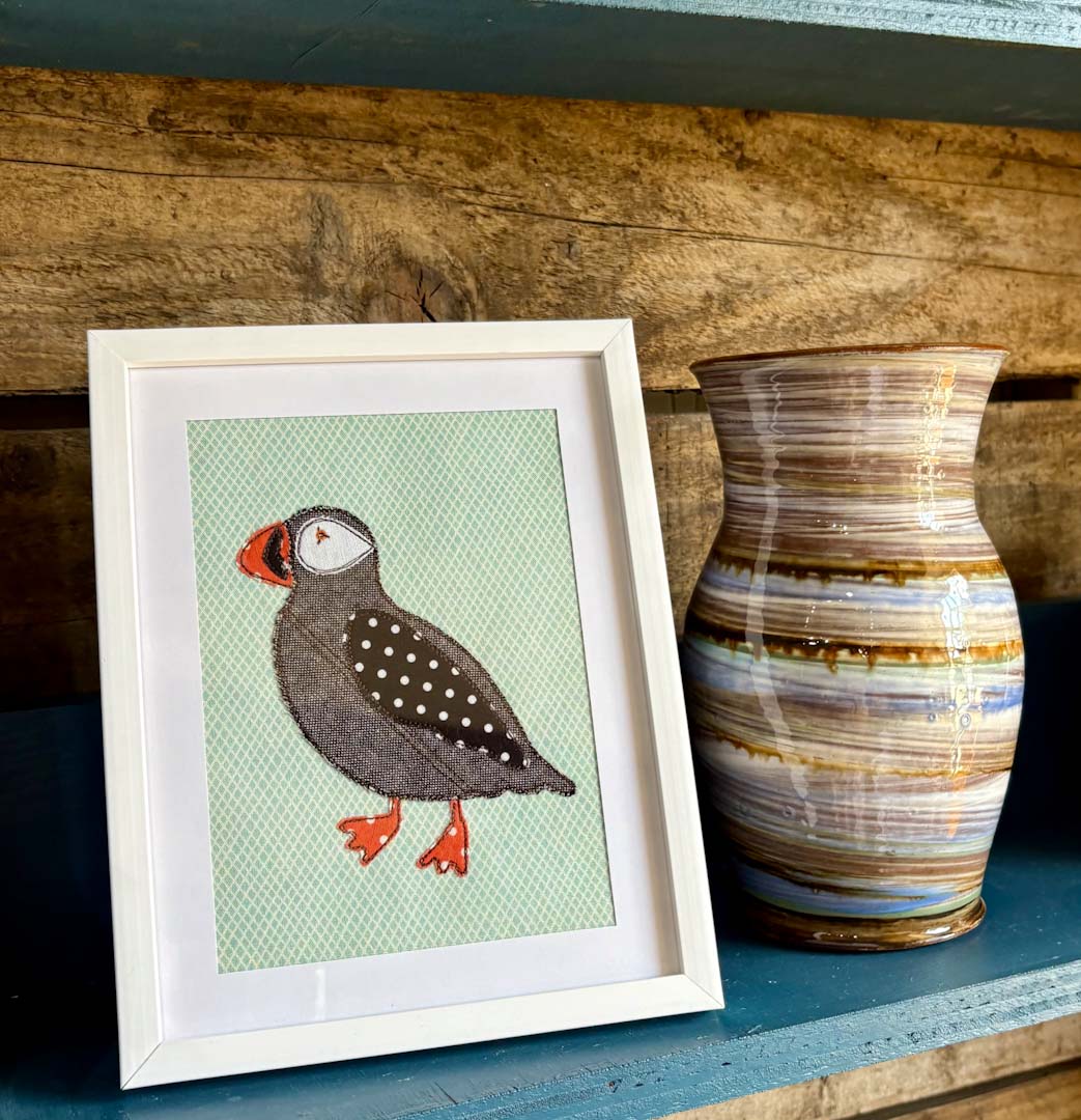 Alice and Audrey Framed Puffin Applique_Just Makers