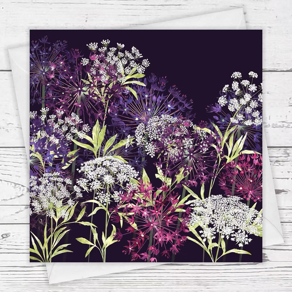 Allium and Ammi Nights Greeting Card - Fiona Calder_Just Makers