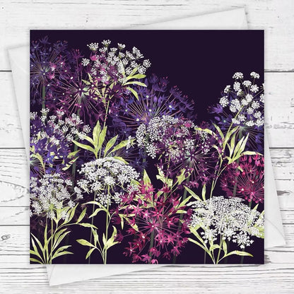 Allium and Ammi Nights Greeting Card - Fiona Calder - Just Makers Fiona Calder Designs