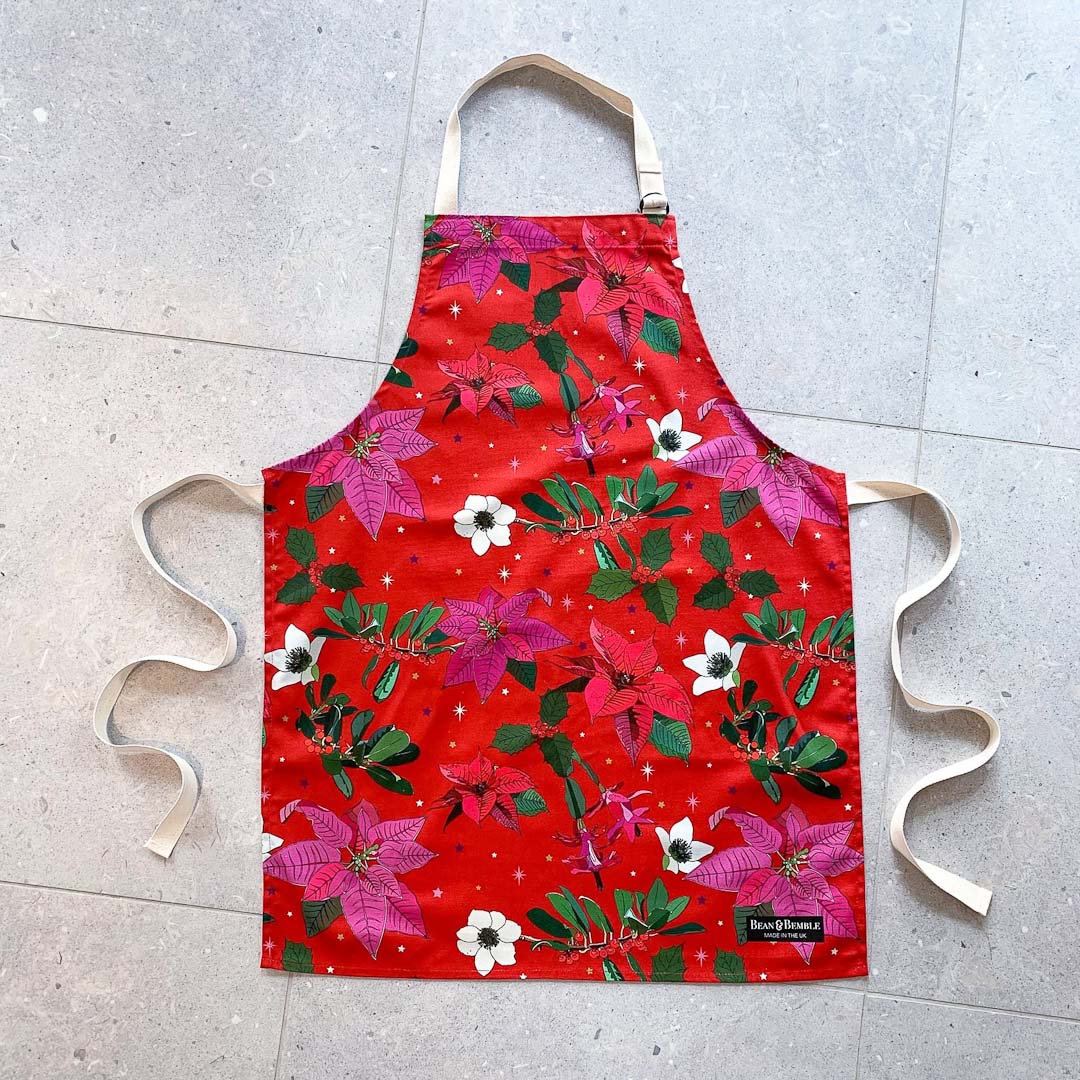 Apron with Pocket - Christmas Poinsettia_Just Makers2