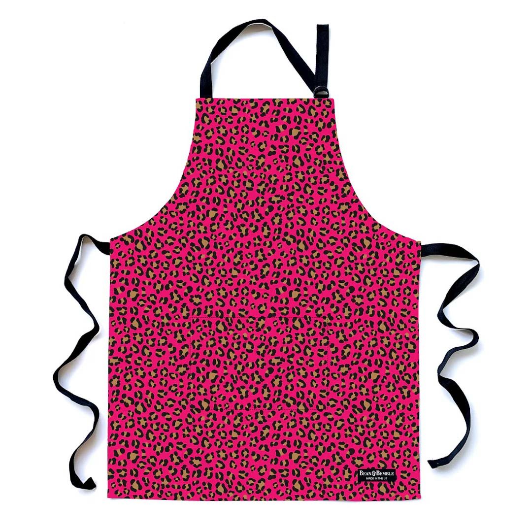 Apron with Pocket - Pink Leopard - Just Makers Bean and Bemble