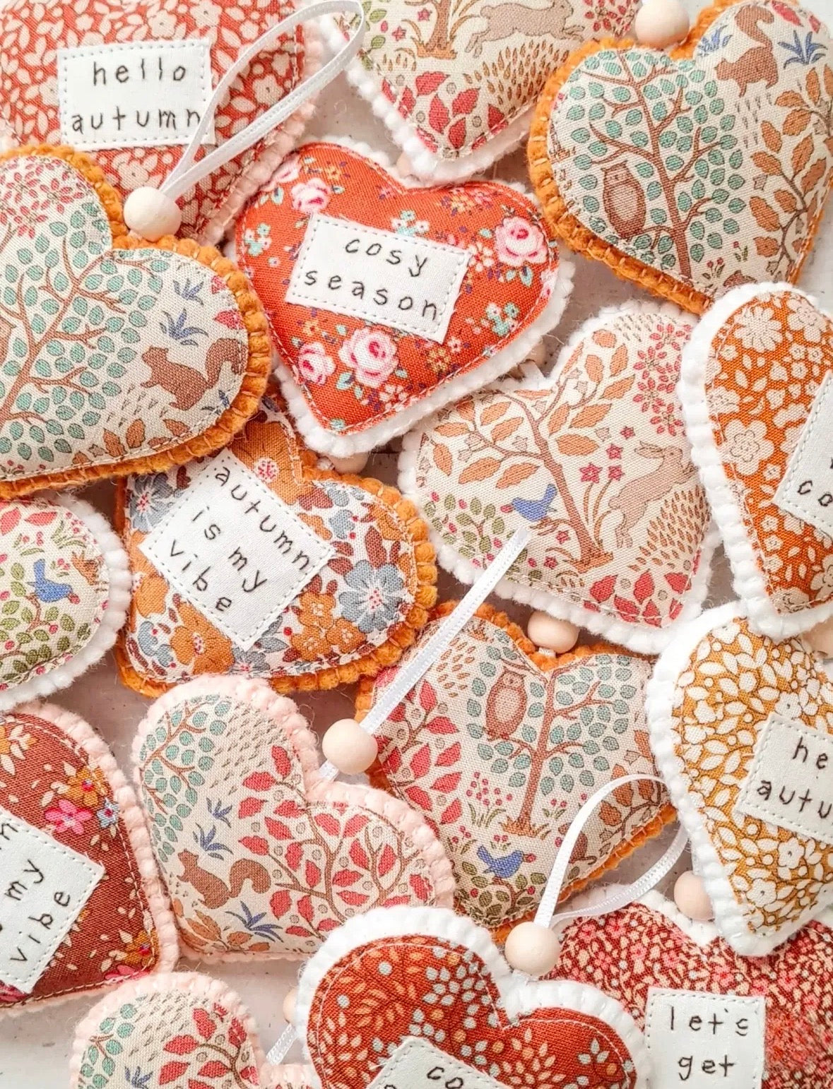 Autumn Heart Fabric Decoration - Alice and Audrey_Just Makers