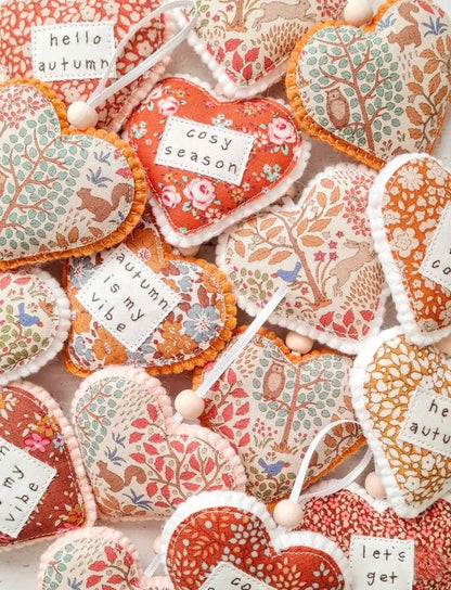 Autumn Heart Fabric Decoration - Alice and Audrey_Just Makers