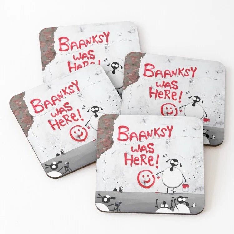 Baanksy Was Here Coaster - Mervyn Tay Art - Just Makers Mervyn Tay Art