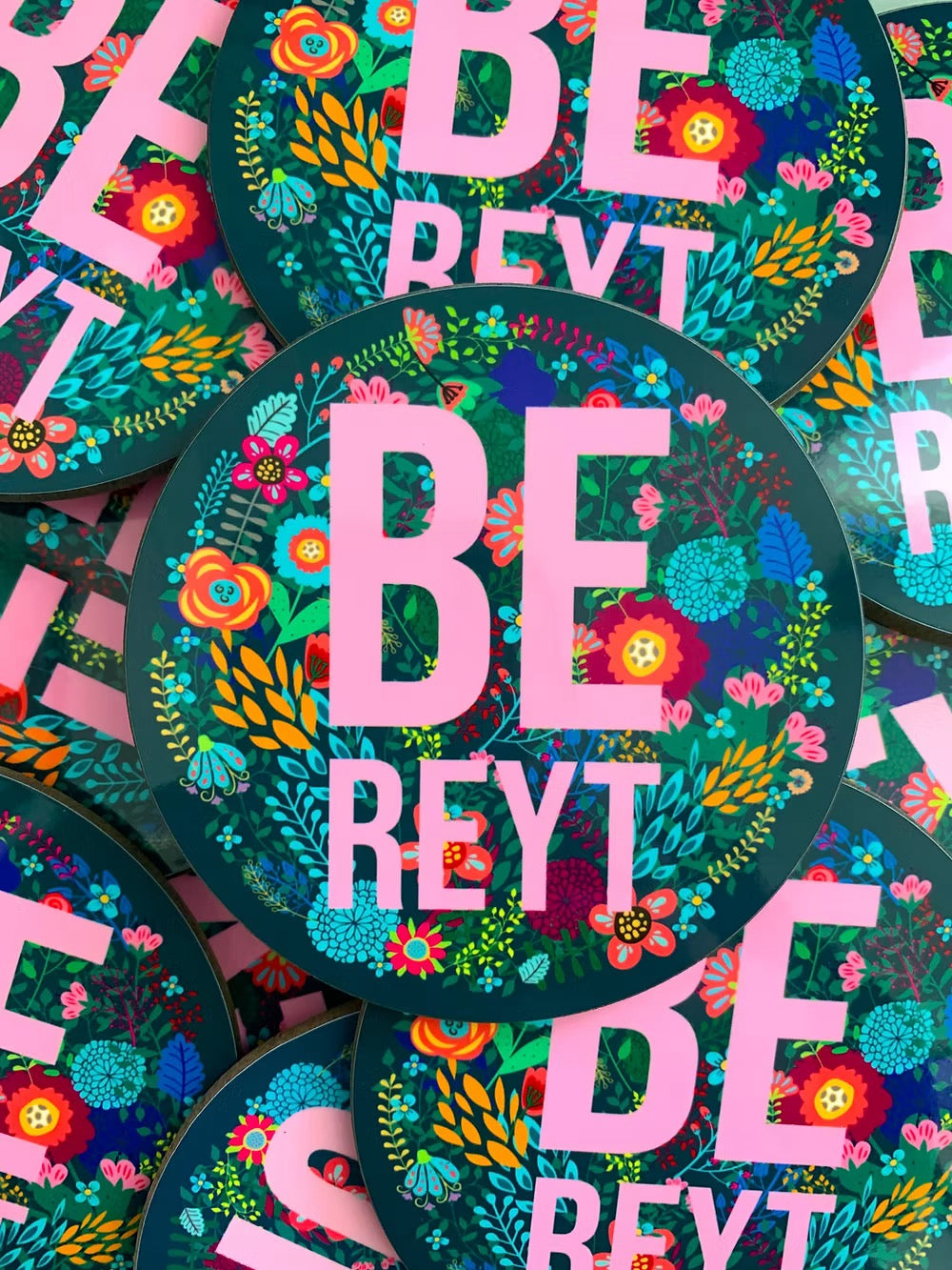 Be Reyt Floral Coaster - JAM Artwork_Just Makers