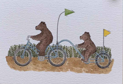 Bear-y Best Pedalling Pals A4 Print_Just Makers
