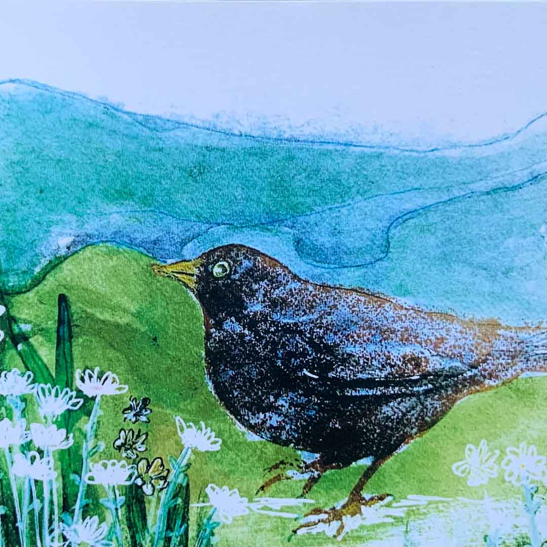 Blackbird Greeting Card - Gill Kirk_Just Makers