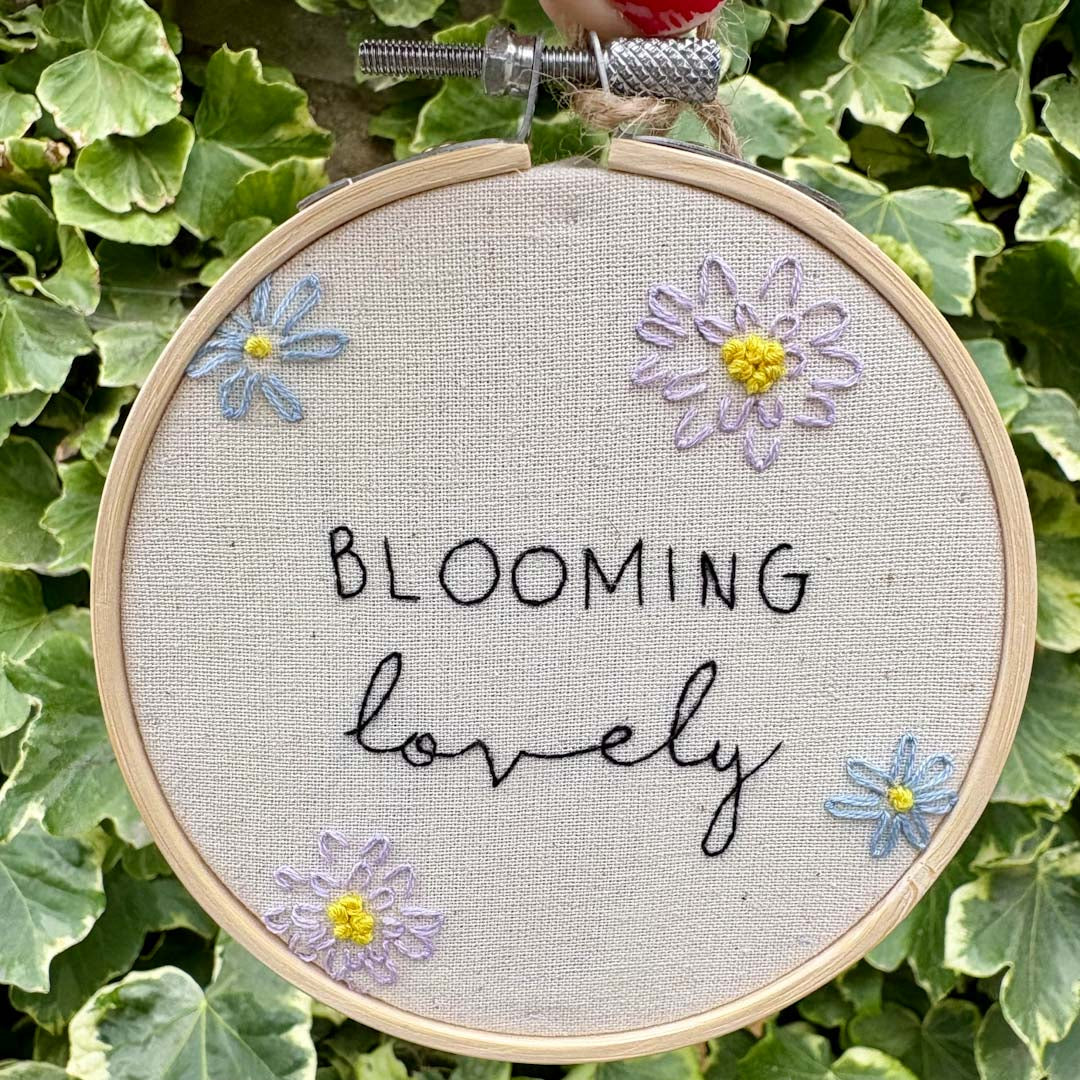 Blooming Lovely 4&quot; Full Embroidery Hoop - Chloe Reanne Embroidery_Just Makers