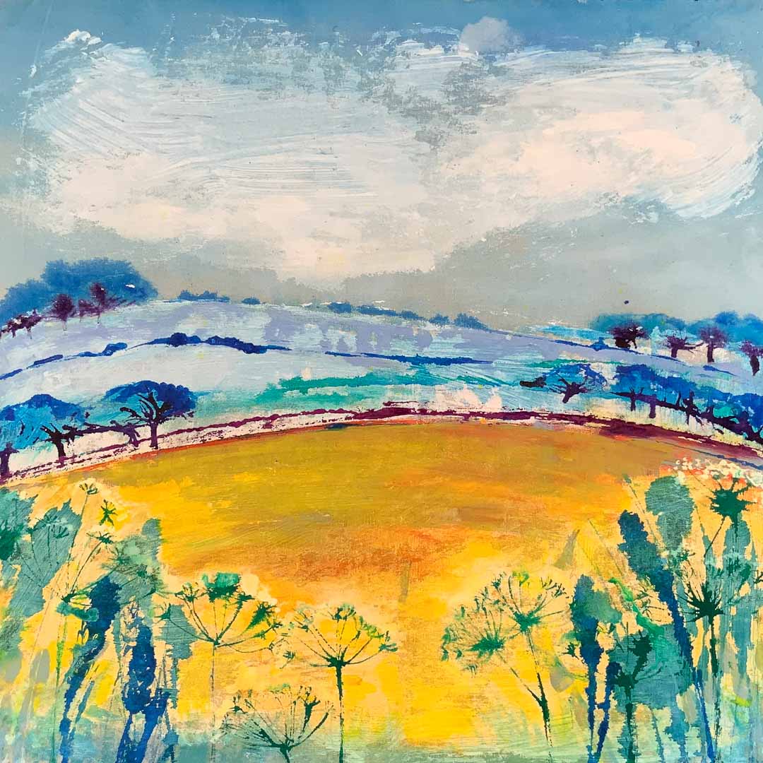 Blue Dales Meadows Greeting Card - Gill Kirk_Just Makers