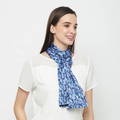 Blue Dash Print 100% Silk Scarf - Pattern Passion - Just Makers Pattern Passion