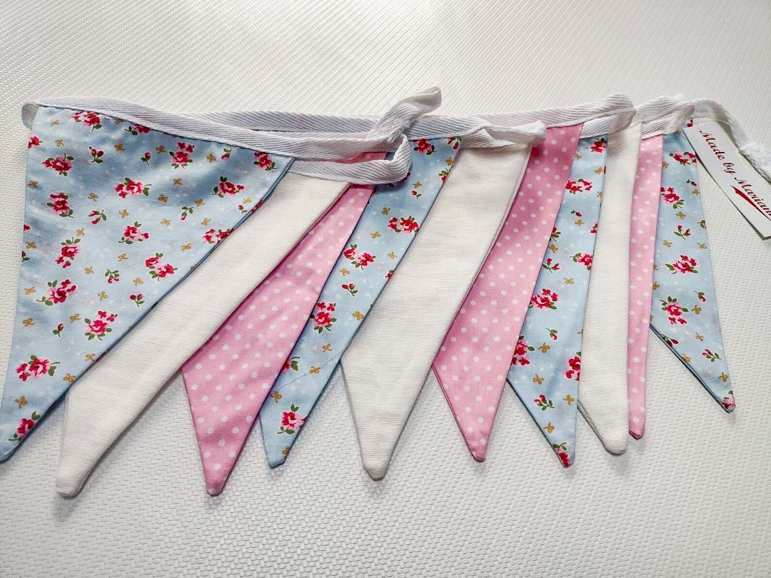 Blue, Pink and White Bunting - Made by Marianne - Just Makers Made by Marianne