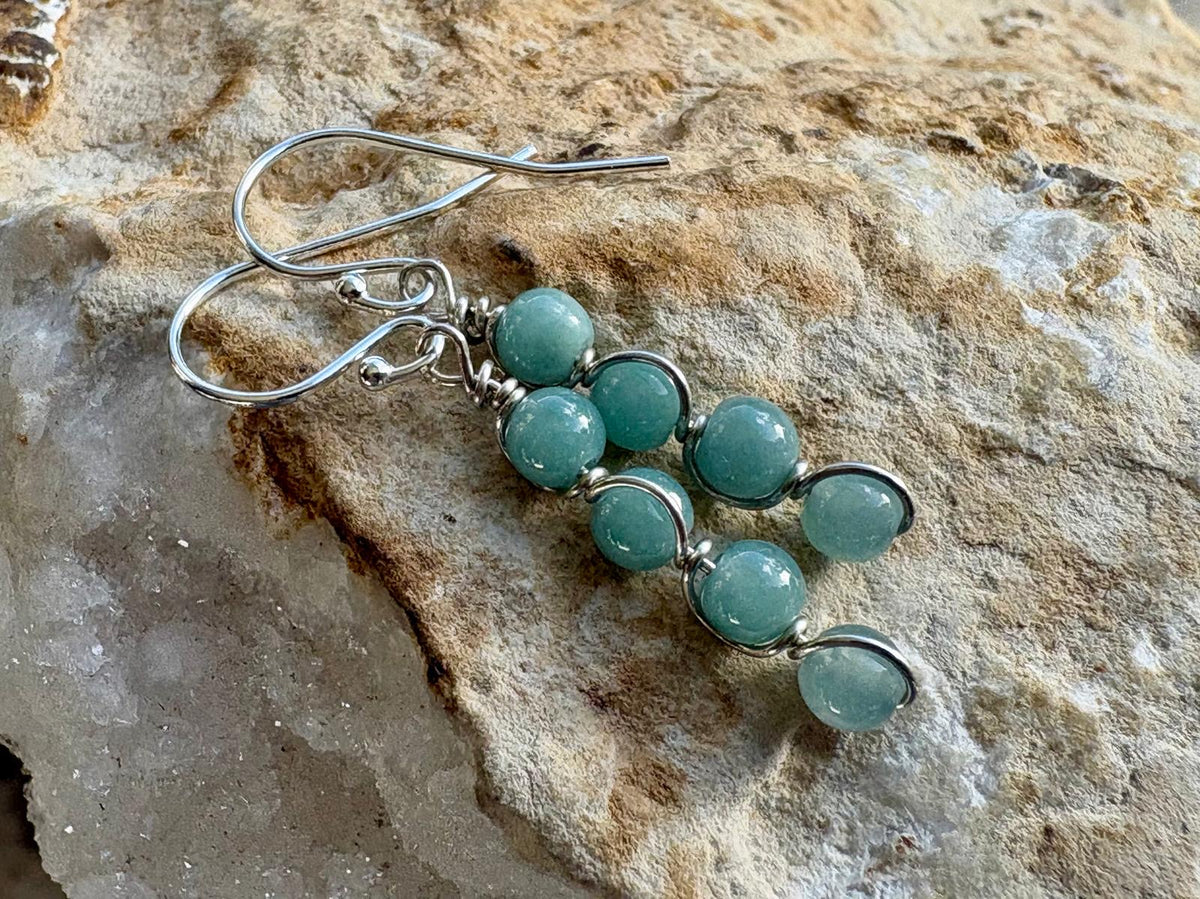 Blue Water Jade Sterling Silver Drop Earrings - Hart, Body and Soul_Just Makers