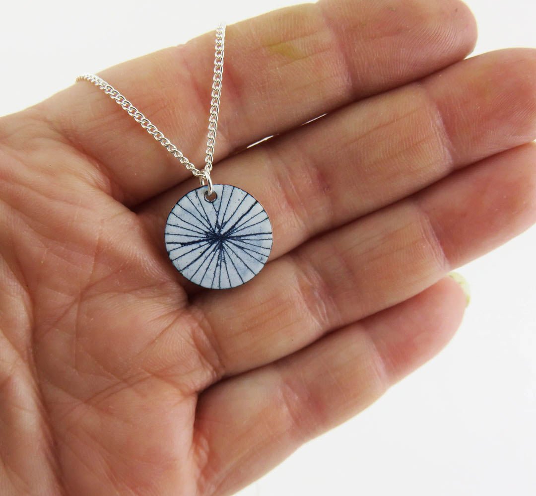 Blue and White Enamel and Copper Pendant by 830 Degrees - Just Makers 830 Degrees
