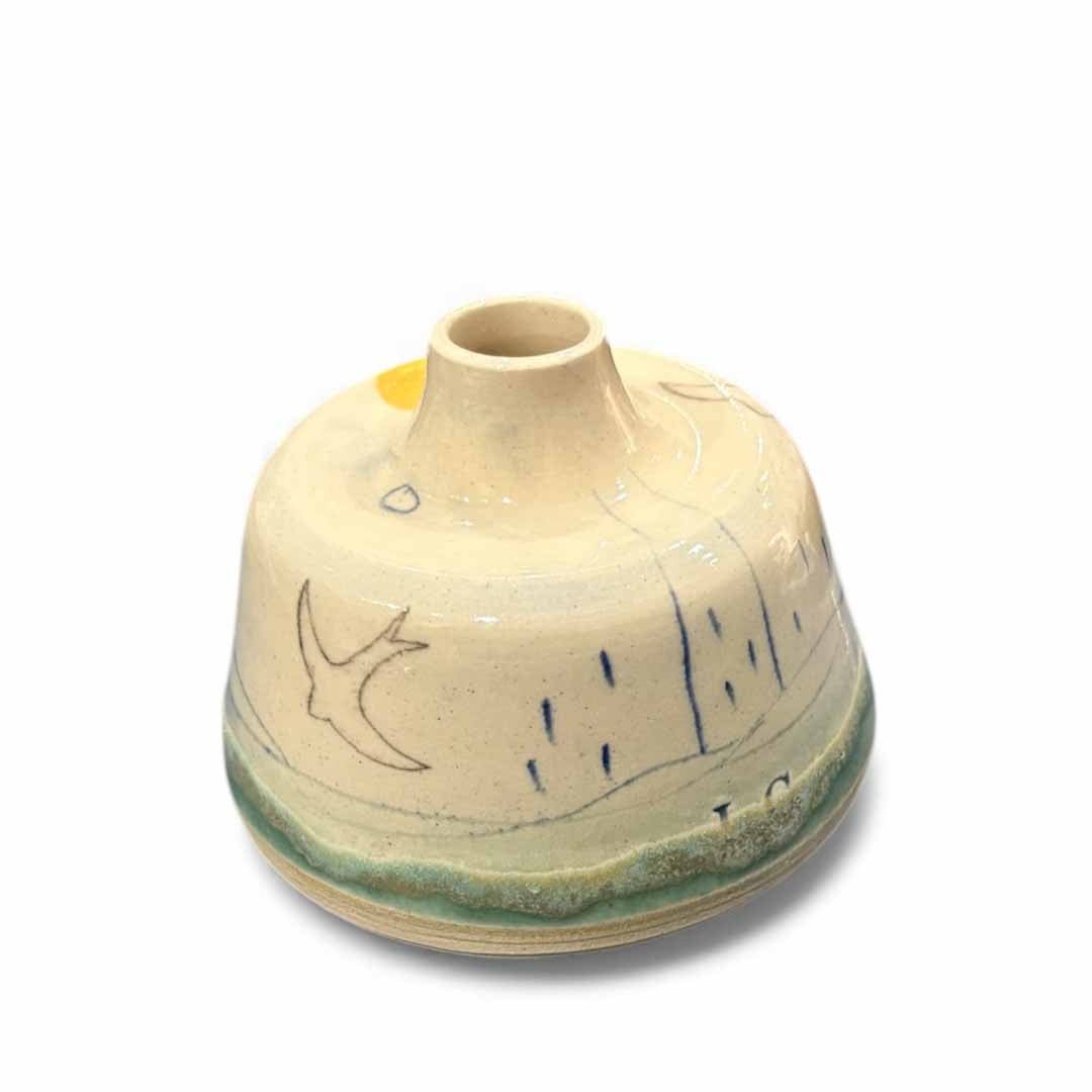 Bottle Bud Vase - Swift Mustard Moon - Lorna Gilbert - Just Makers Lorna Gilbert Ceramics