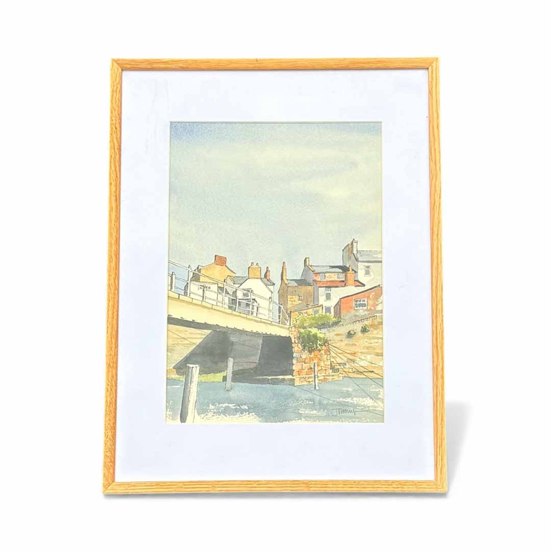 Bridge over the Beck, Staithes Original Line and Watercolour - John Harrison_Just Makers