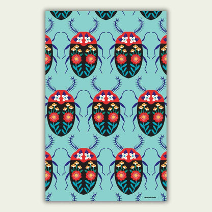 Bright Beetles Tea Towel - Maggie Magoo Designs_Just Makers