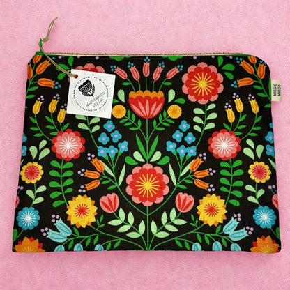 Bright Folk Floral Fabric Pouch - Maggie Magoo Designs_Just Makers
