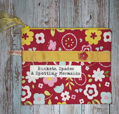 Buckets, Spades and Spotting Mermaids Purse Red - Touchy Feely Textiles_Just Makers