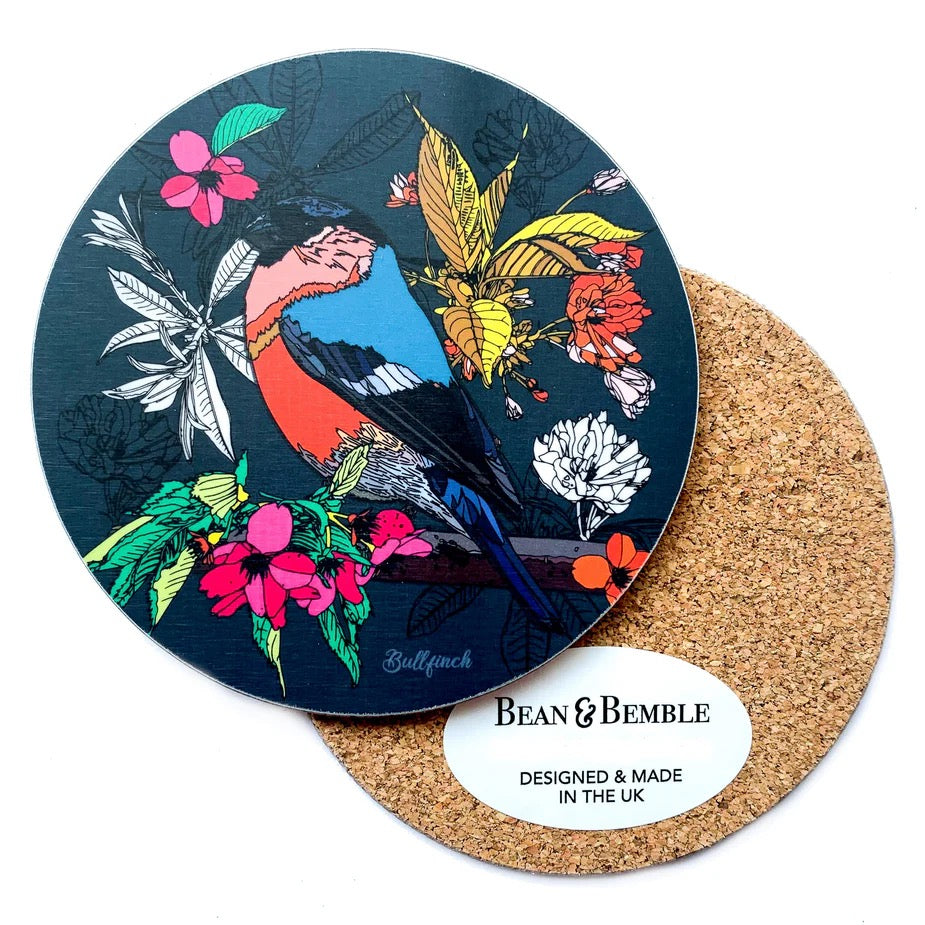 Bullfinch Cherry Blossom Coaster - Bean and Bemble_Just Makers