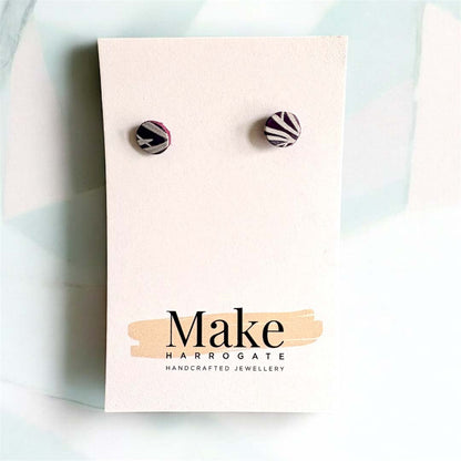 Burgundy and White Print Studs - Make Harrogate_Just Makers