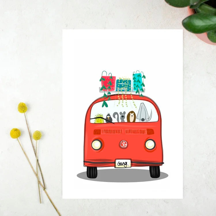 Camper Van Sprocket A4 Print - Sarah Westwood Illustrator_Just Makers