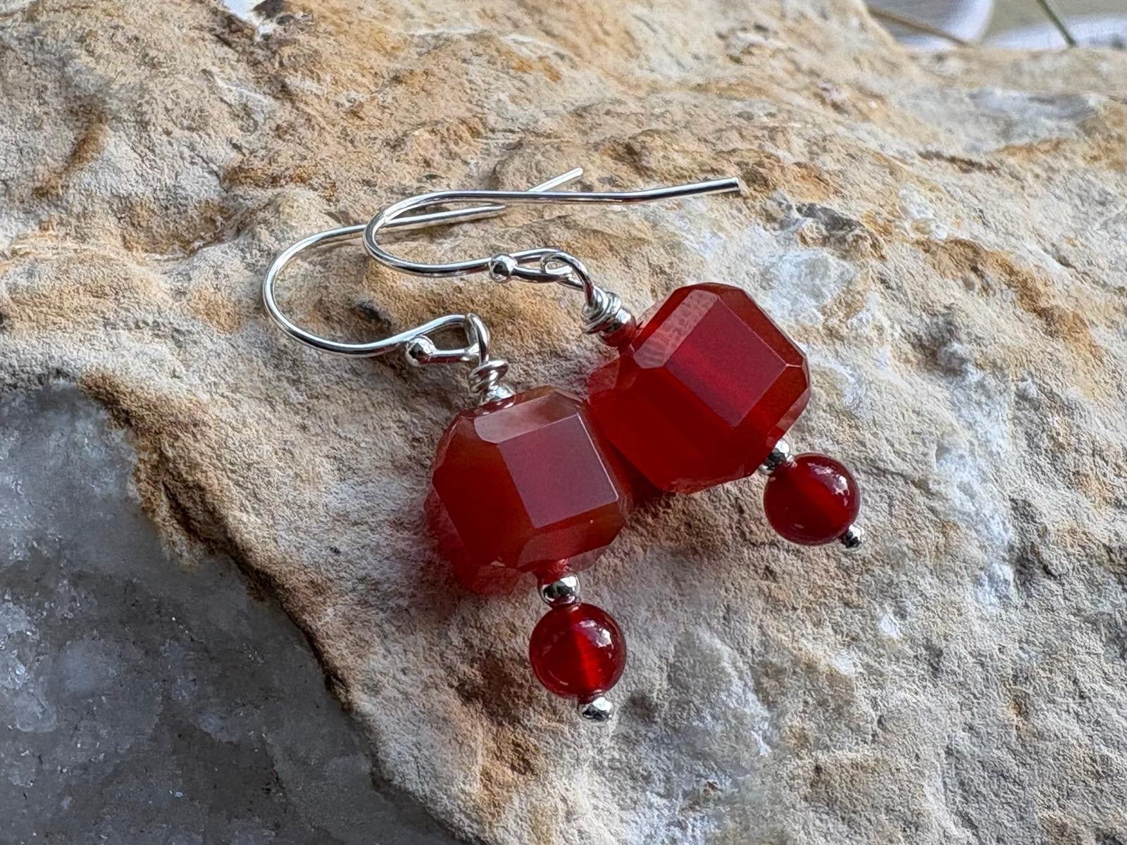Carnelian Sterling Silver Drop Earrings - Hart, Body and Soul_Just Makers