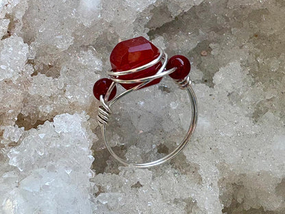 Carnelian Sterling Silver Wire Wrapped Ring - Hart, Body and Soul_Just Makers