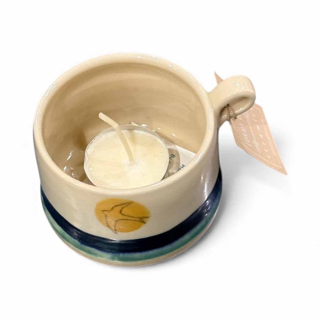 Ceramic Tealight Cup Golden Swift - Lorna Gilbert Ceramics - Just Makers Lorna Gilbert Ceramics