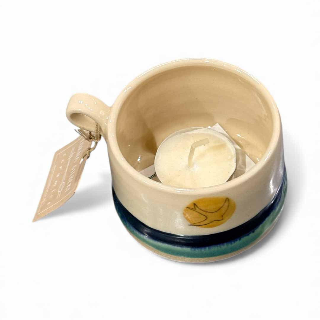 Ceramic Tealight Cup Golden Swift - Lorna Gilbert Ceramics_Just Makers