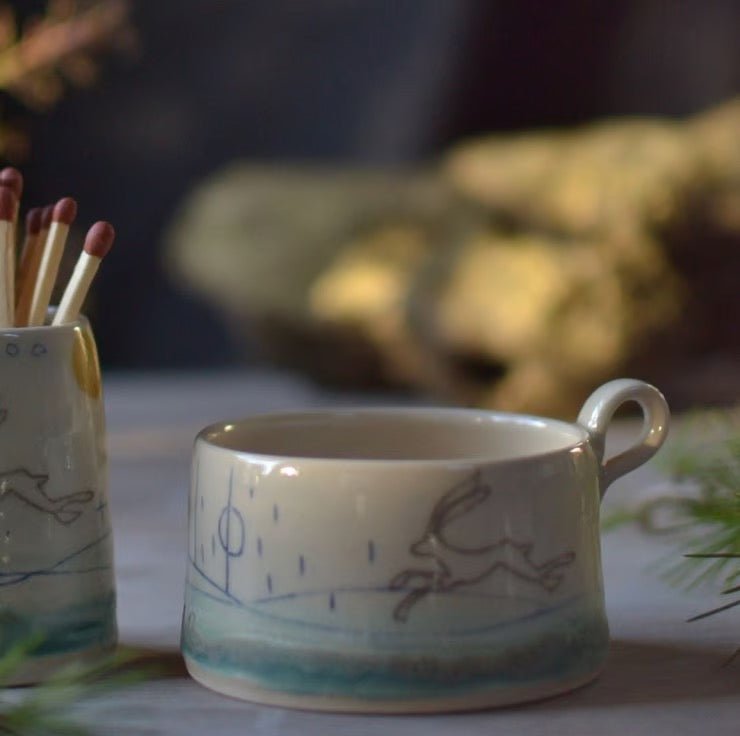 Ceramic Tealight Cup Hare - Lorna Gilbert Ceramics - Just Makers Lorna Gilbert Ceramics