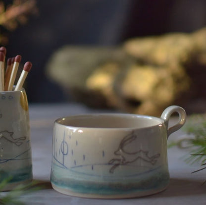 Ceramic Tealight Cup Hare - Lorna Gilbert Ceramics_Just Makers