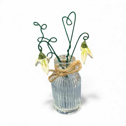 Ceramic and Wire Snowdrops in Vase - Jenny Blue Art - Just Makers Jenny Blue Art
