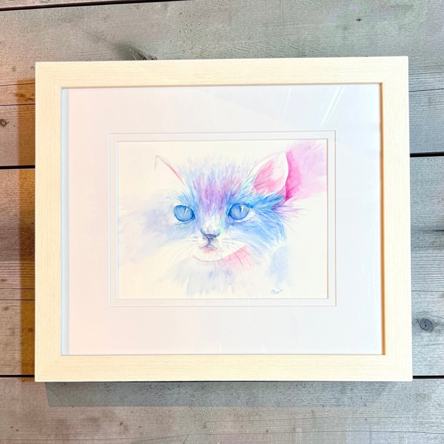 Chardonnay the Cat Original Framed Watercolour - Sandie Turner_just makers