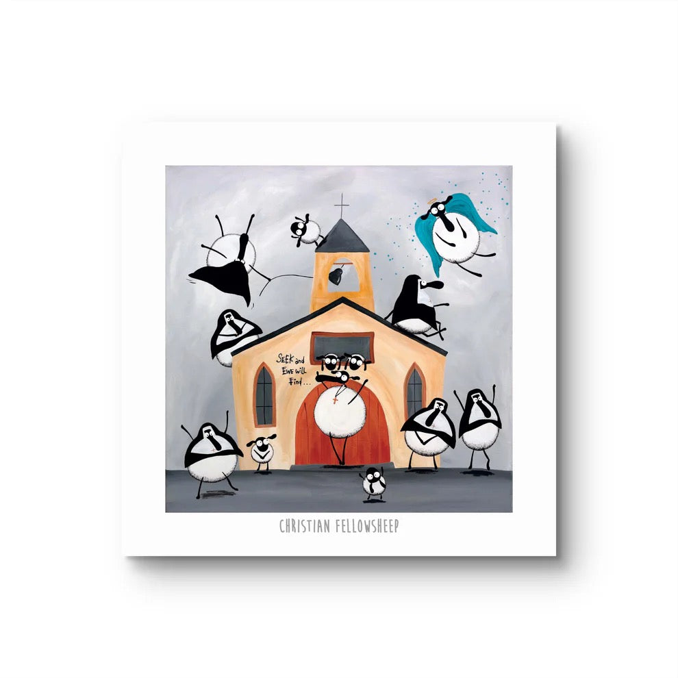 Christian Fellowsheep 10&quot; Print - Mervyn Tay Art_Just Makers