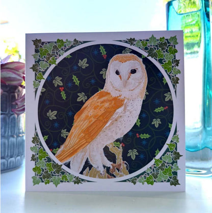 Christmas Barn Owl Greeting Card - Umbellifer_Just Makers