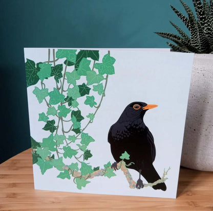 Christmas Blackbird and Ivy Greeting Card - Umbellifer_Just Makers