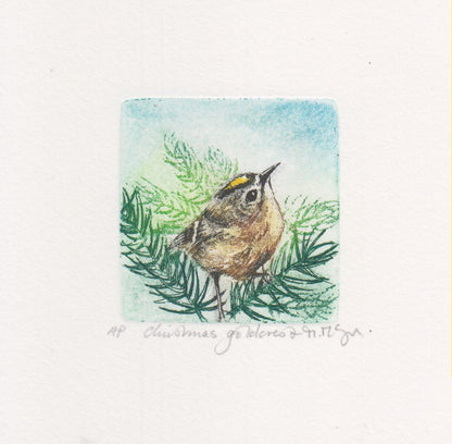 Christmas Goldcrest Etching - Moira Mctague_Just Makers