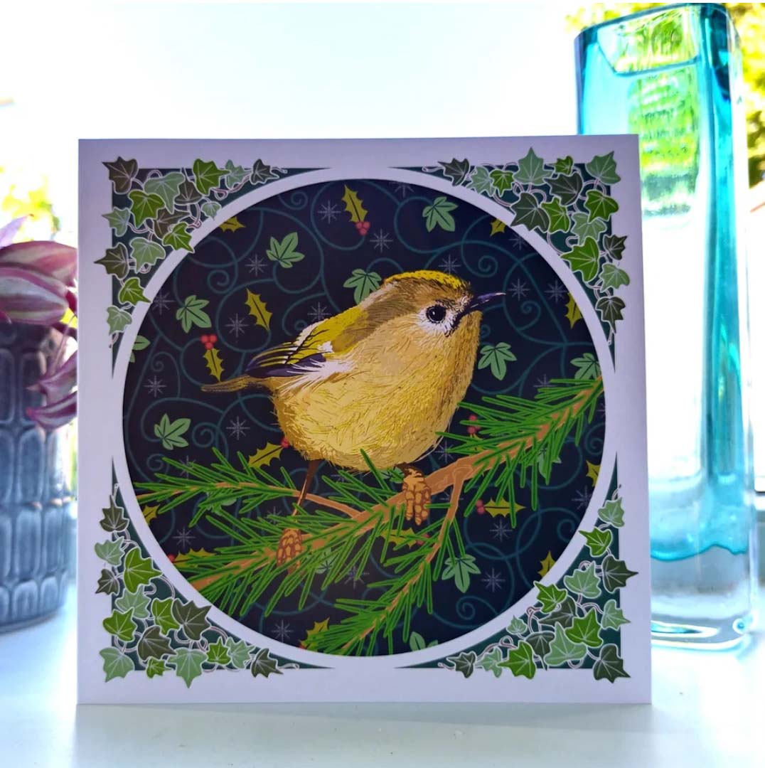 Christmas Goldcrest Greeting Card - Umbellifer_Just Makers