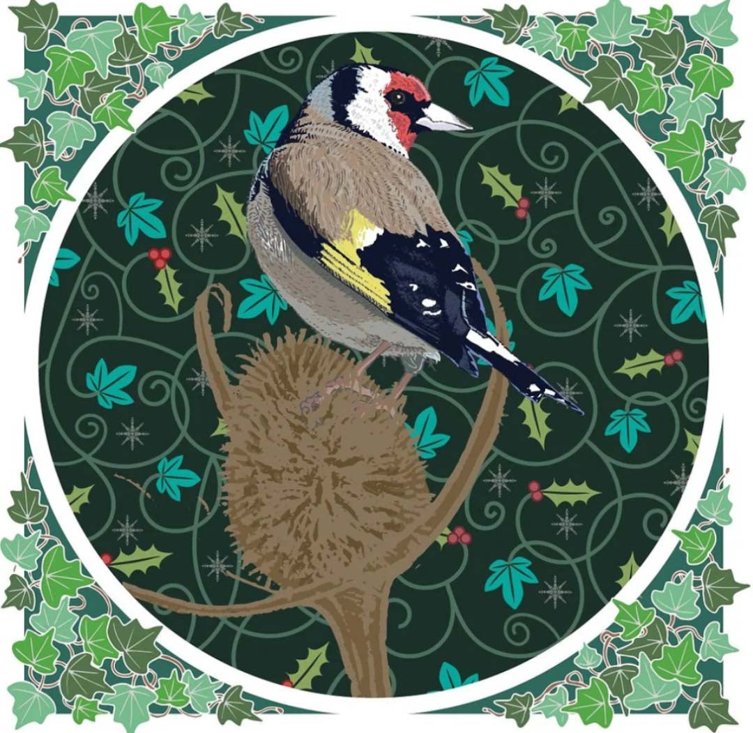Christmas Goldfinch Greeting Card - Umbellifer_Just Makers
