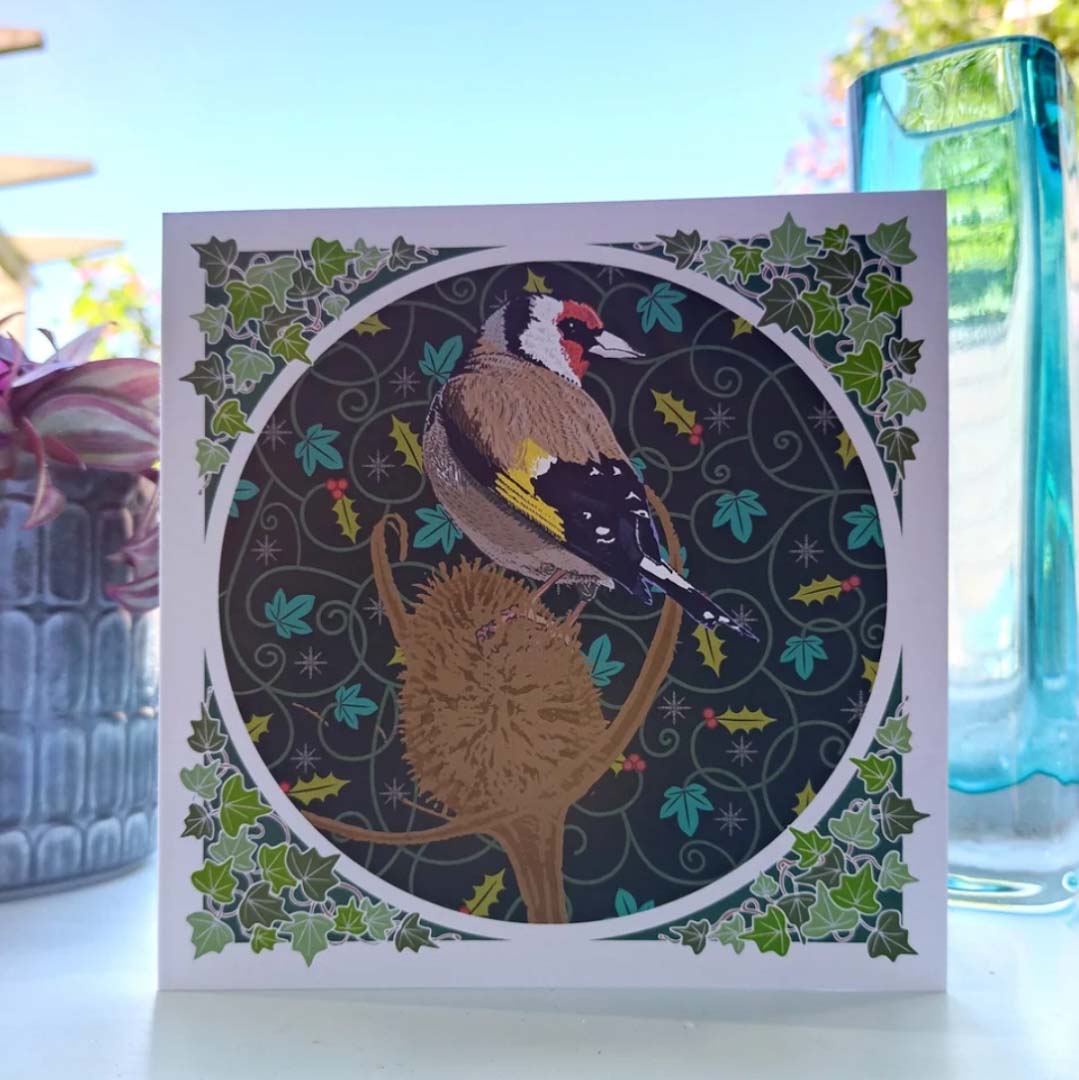 Christmas Goldfinch Greeting Card - Umbellifer_Just Makers