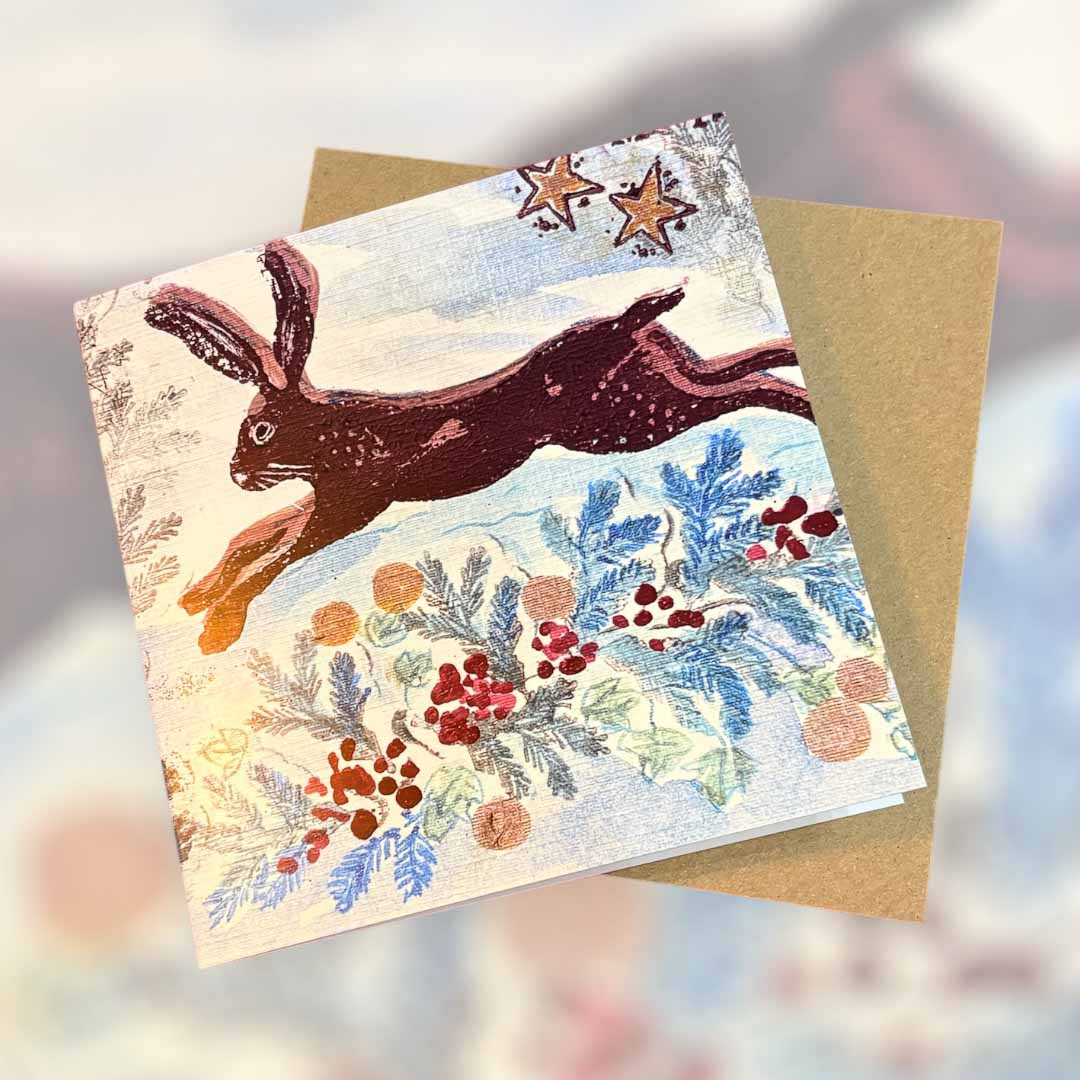 "Christmas Hare" Greeting Card - Gill Kirk_Just Makers