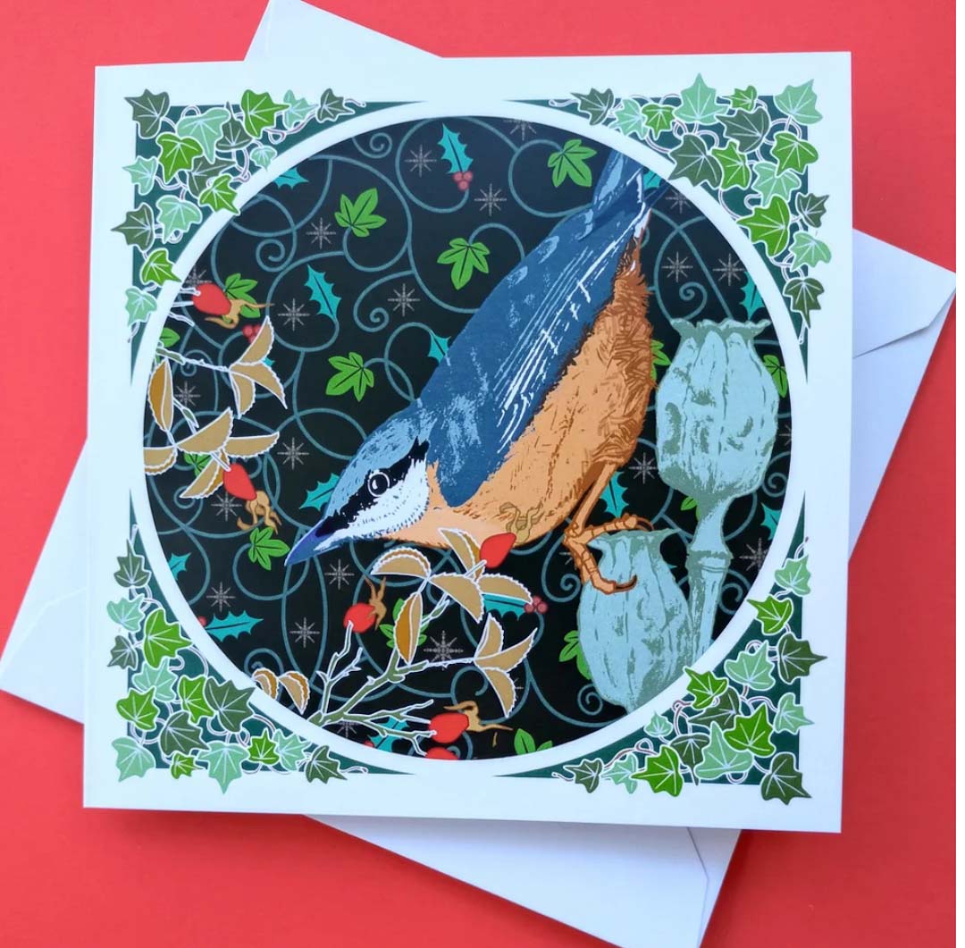 Christmas Nuthatch Greeting Card - Umbellifer_Just Makers
