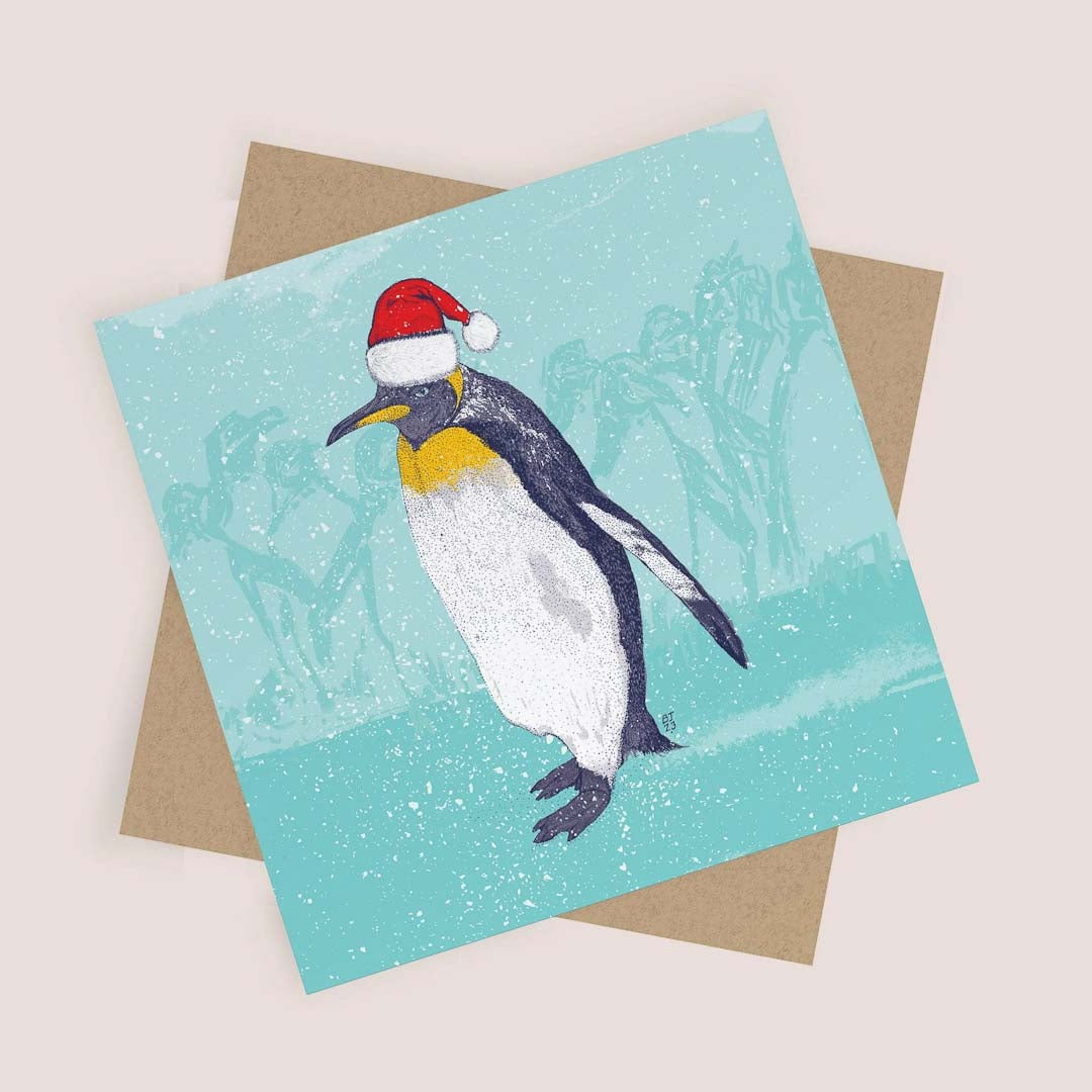 Christmas Penguin Greeting Card - Bejojo Art_Just Makers