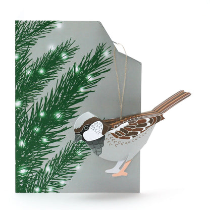 Christmas Sparrow Pop-Up 3D Card &amp; Decoration_Just Makers