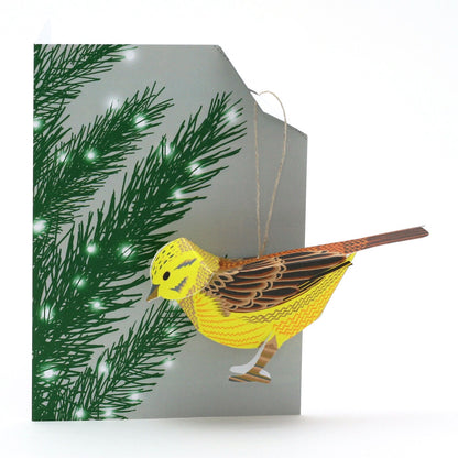 Christmas Yellowhammer Pop-Up 3D Card &amp; Decoration_Just Makers