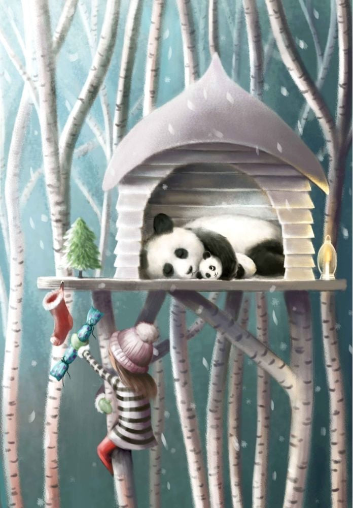 Christmas in a Tree Top House Greeting Card Demelsa Haughton_Just Makers