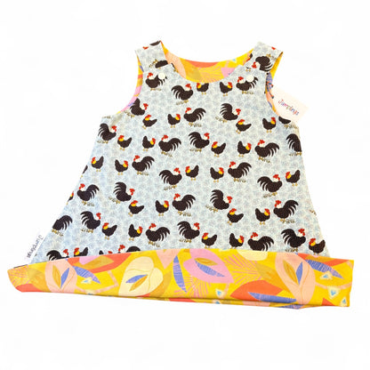 Cockerel and Leaf Reversible Dress 3-4 Years - Jumplings Clothes_Just Makers