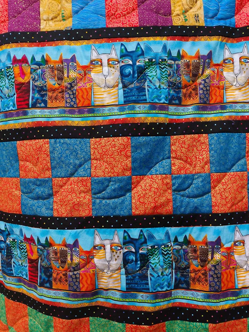 Colourful Cats Quilt Close Up - Bee-spoke Quilts_Just Makers
