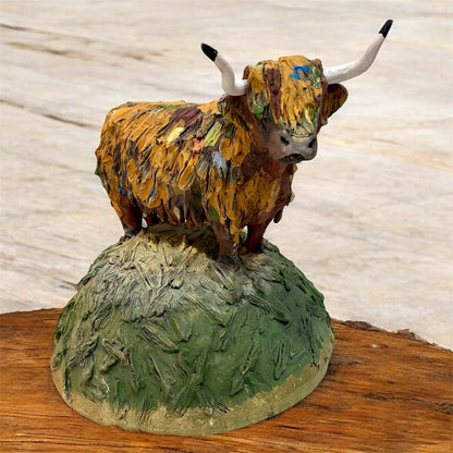 Colourful Highland Cow Ceramic Sculpture - Twisted Earth Ceramics_Just Makers